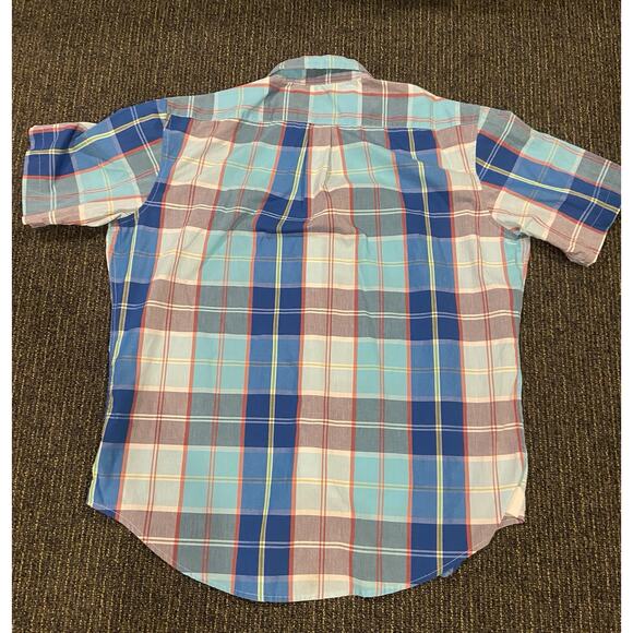 U.S. Polo Assn Plaid Button Up Shirt Short Sleeve Blue orange White Men's XL - Picture 6 of 6